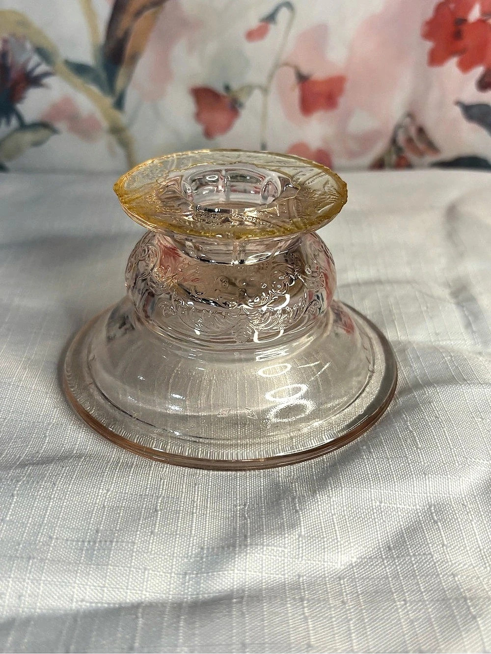 Vintage Pink Depression Glass Candle holder